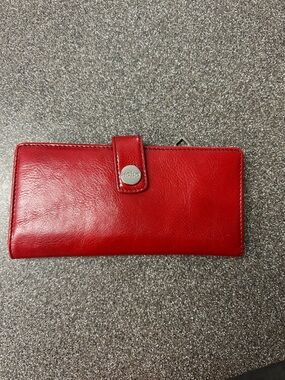 HOBO Red Leather Snap Wallet